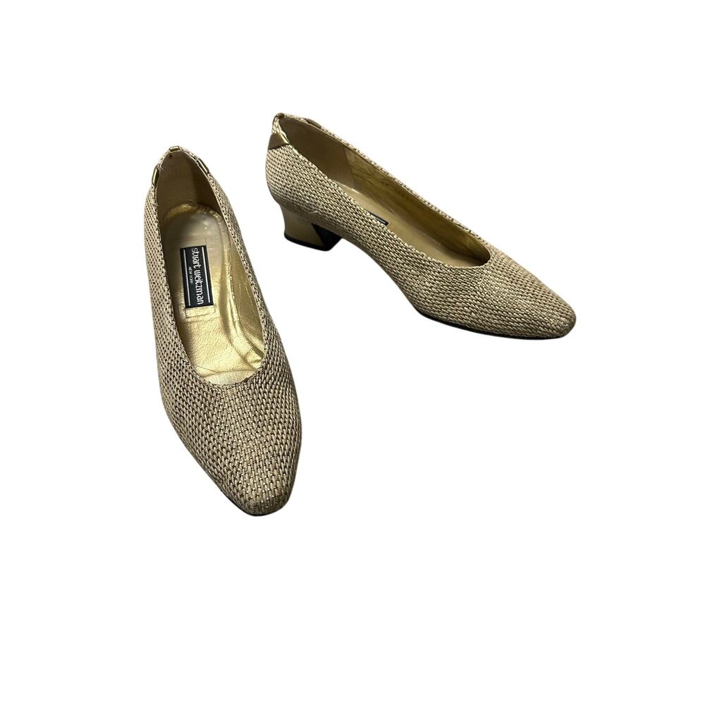 Stuart Weitzman Vintage Taupe Woven Heels